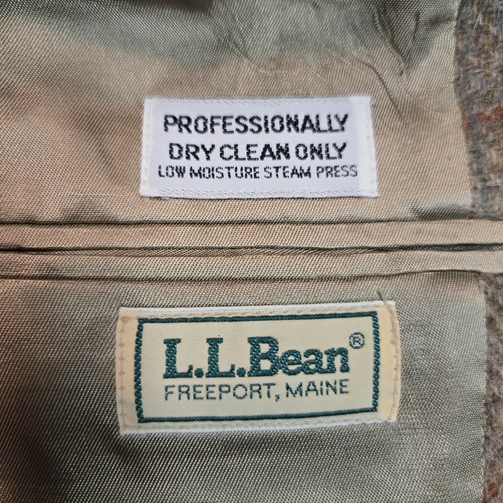 Vintage L.L. Bean Beige Wool Tweed Blazer Tailored Preppy Jacket Made in USA - Picture 8 of 9